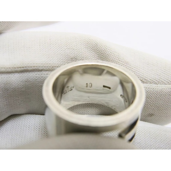Gucci G cut Logo 925 Stamp Sterling Silver Unisex Ring Size 10 US 5 - Picture 7 of 7